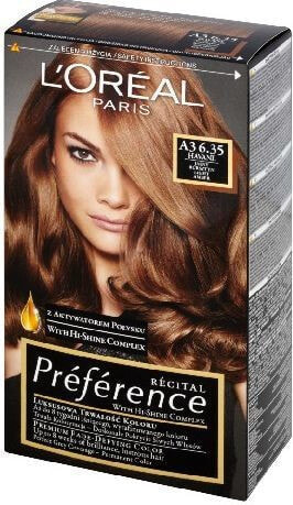 L'Oreal Paris Preference Hair Colour  A3 6.35  Стойкая краска, придающая блеск волосам, оттенок яркий янтарный