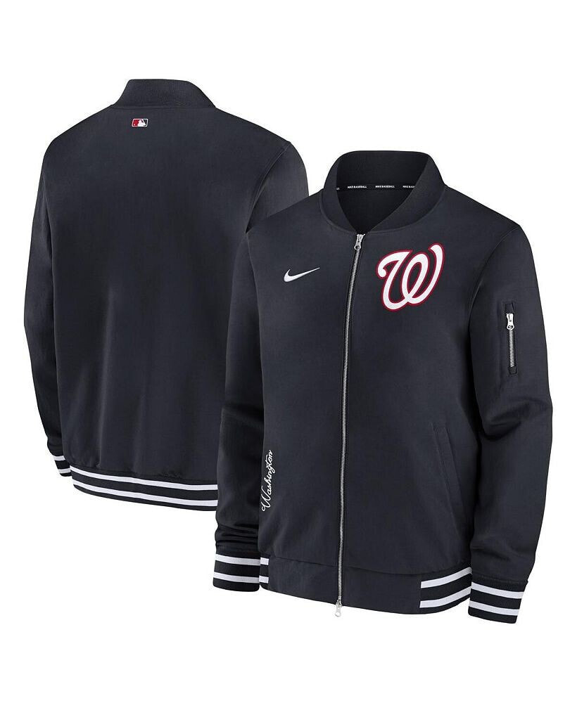 Nike men's Navy Washington Nationals Authentic Collection Full-Zip Bomber Jacket