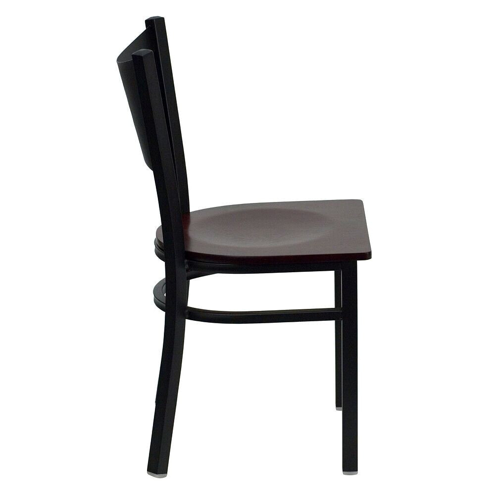 Flash Furniture hercules Series Black Coffee Back Metal Restaurant Chair - Mahogany Wood Seat