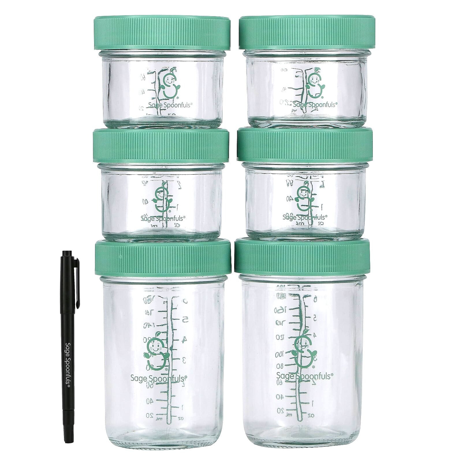 Glass Baby Food Storage Jars, 6 Pack (4 oz) Each