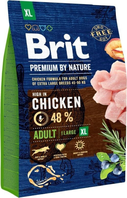 Сухой корм для собак Brit, Premium by Nature Adult , для взрослых крупных пород, с курицей, 3 кг