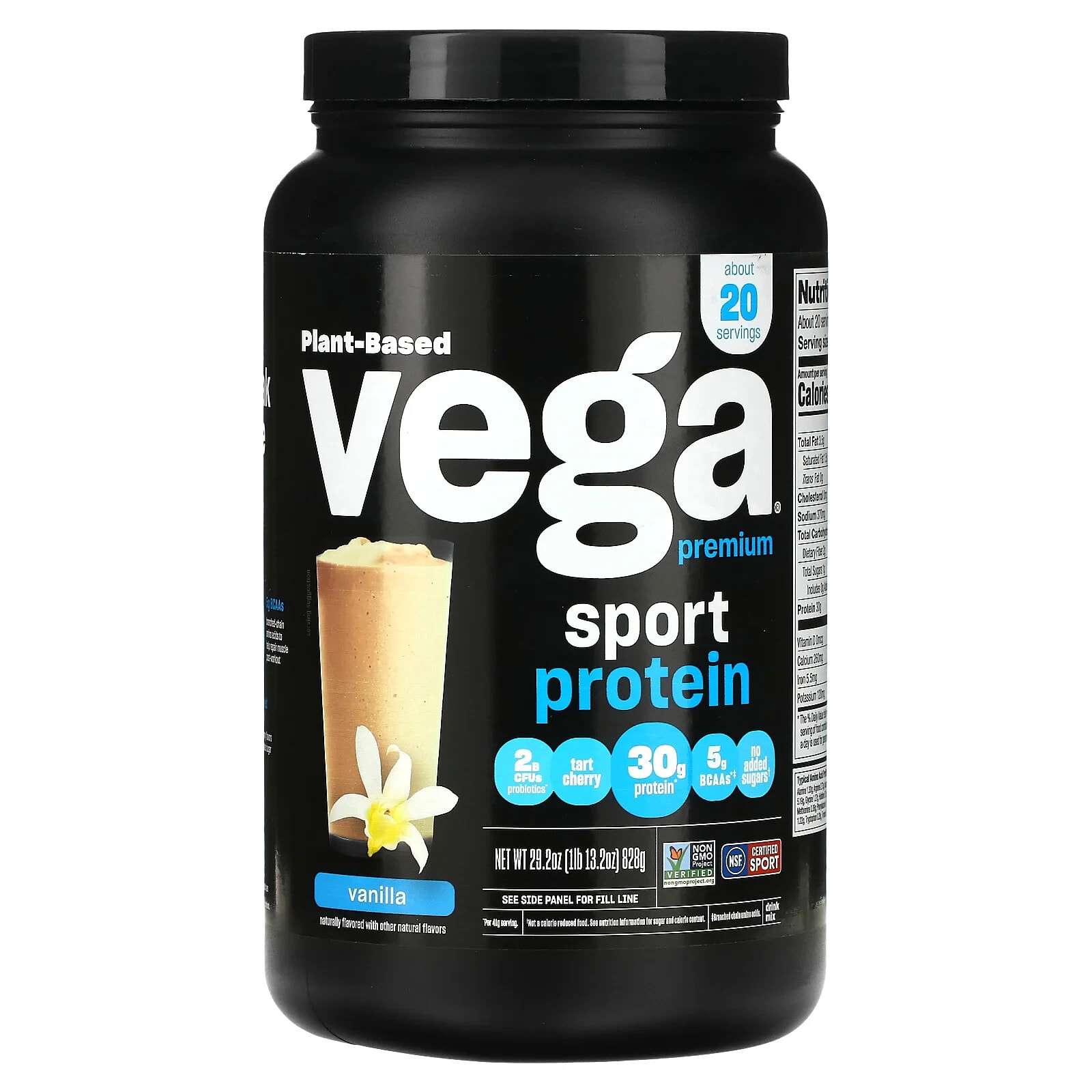 Vega, Sport, Plant-Based Premium Protein Powder, Vanilla, 4 lb 1.8 oz (1.86 kg)