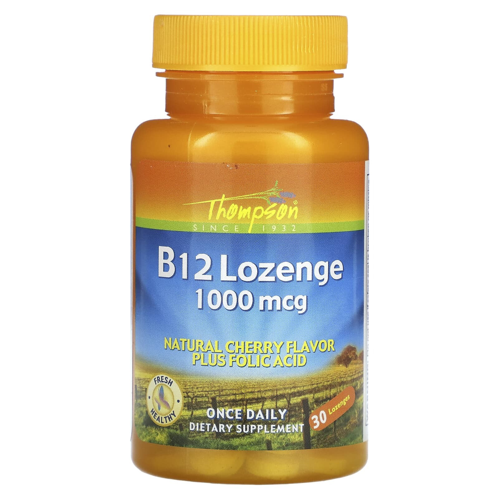 B12 Lozenge, Natural Cherry, 1,000 mcg, 30 Lozenges