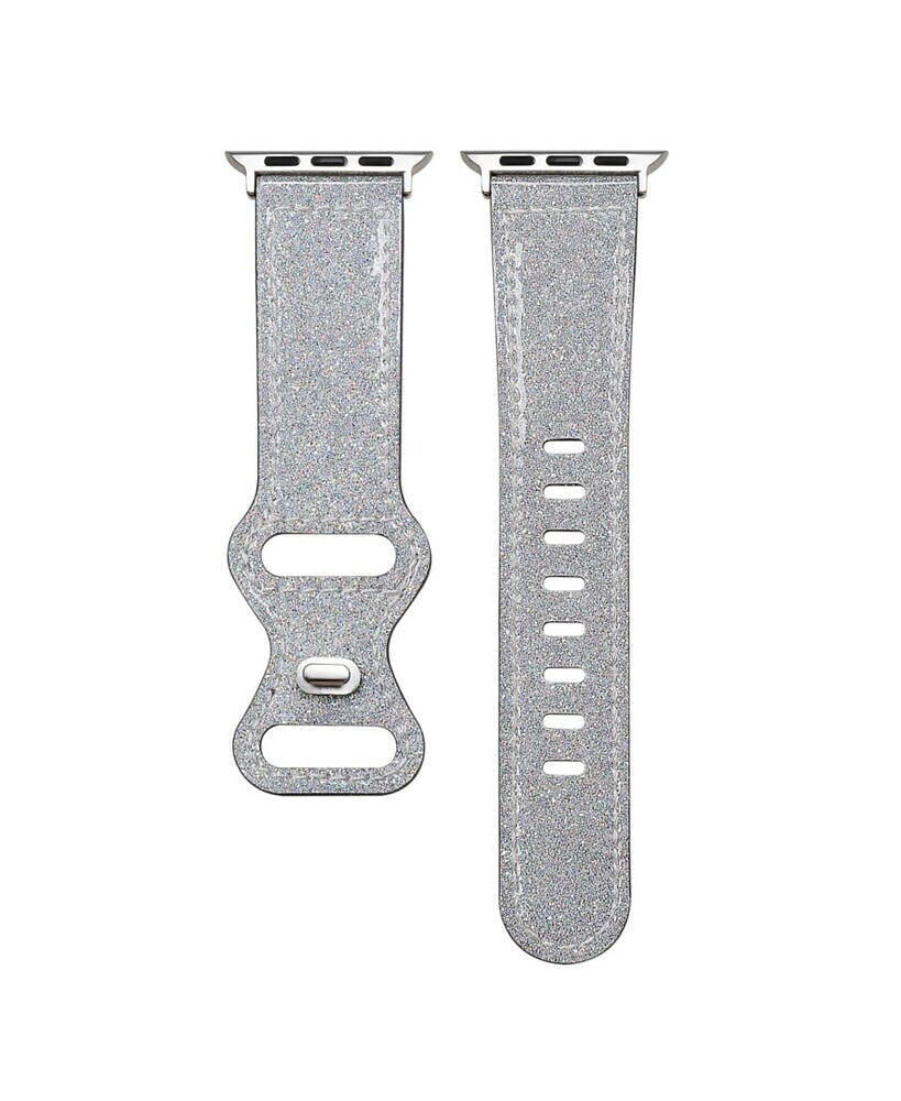 Posh Tech callie Silver-tone Glitter Genuine Leather Band for Apple Watch, 42mm-44mm