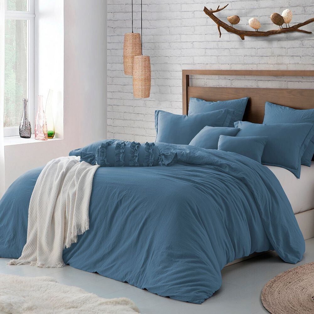 Cathay Home Inc. microfiber Washed Crinkle Duvet Cover & Shams, Full/Queen