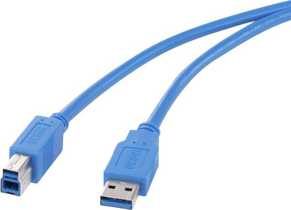Renkforce RF-4260498 - 0.5 m - USB A - USB B - USB 3.2 Gen 1 (3.1 Gen 1) - 5000 Mbit/s - Blue