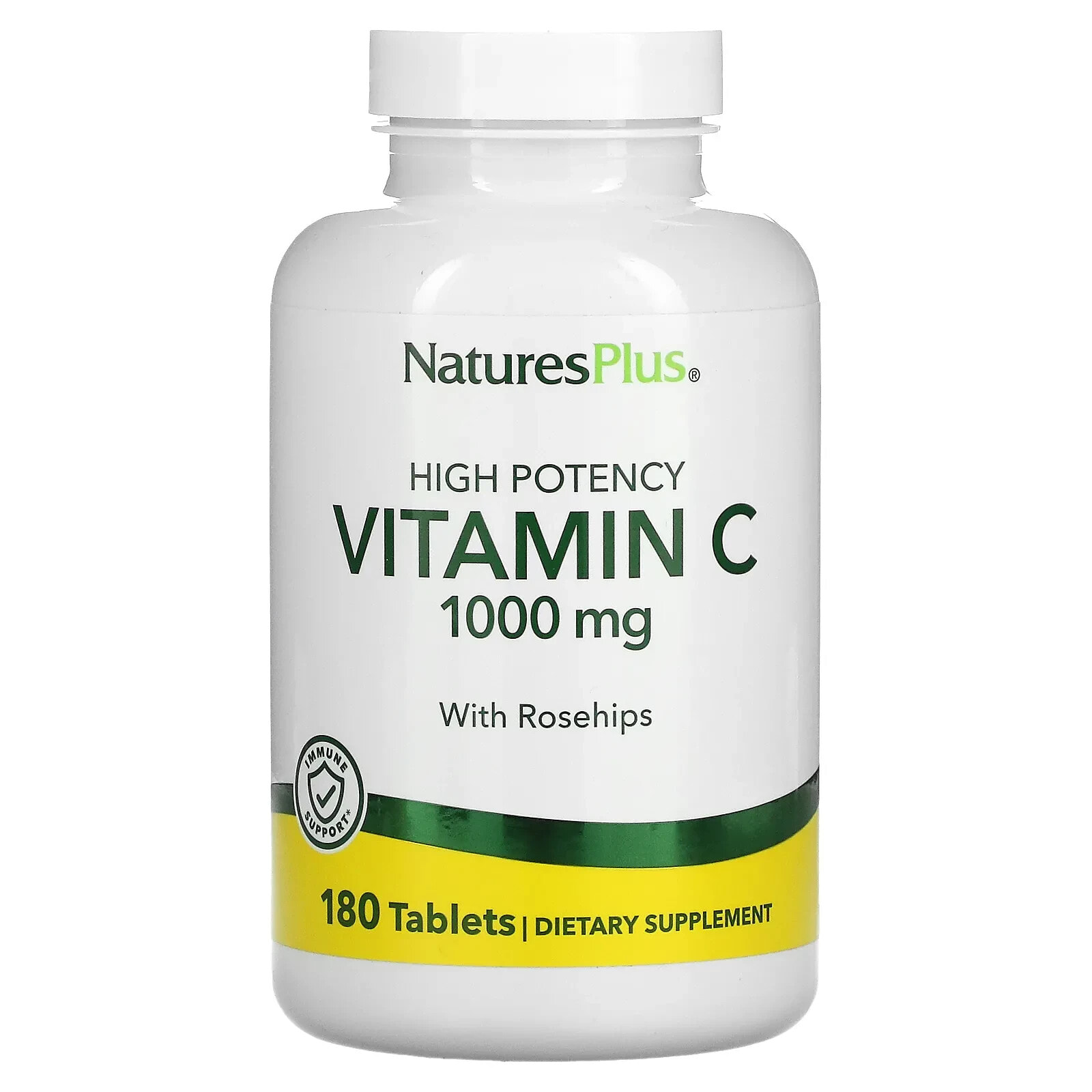 NaturesPlus, High Potency Vitamin C With Rosehips , 1,000 mg, 180 Tablets