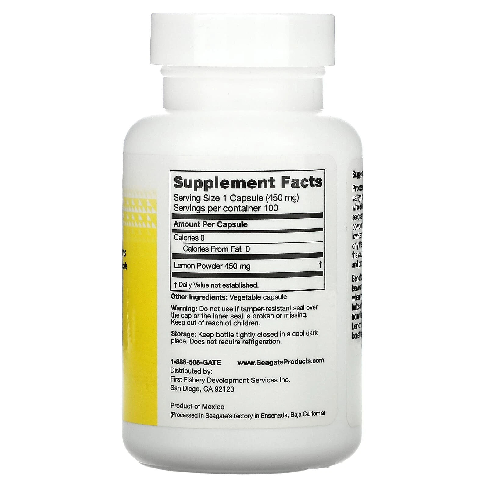 Lemon, 450 mg, 100 V Capsules