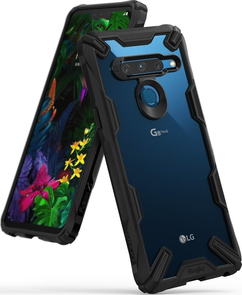 чехол пластмассовый прозрачный с черной окантовкой LG G8 Ringke