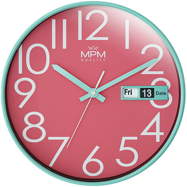Nástěnné hodiny s datem a dnem v týdnu MPM Date Style E01.4301.4323
