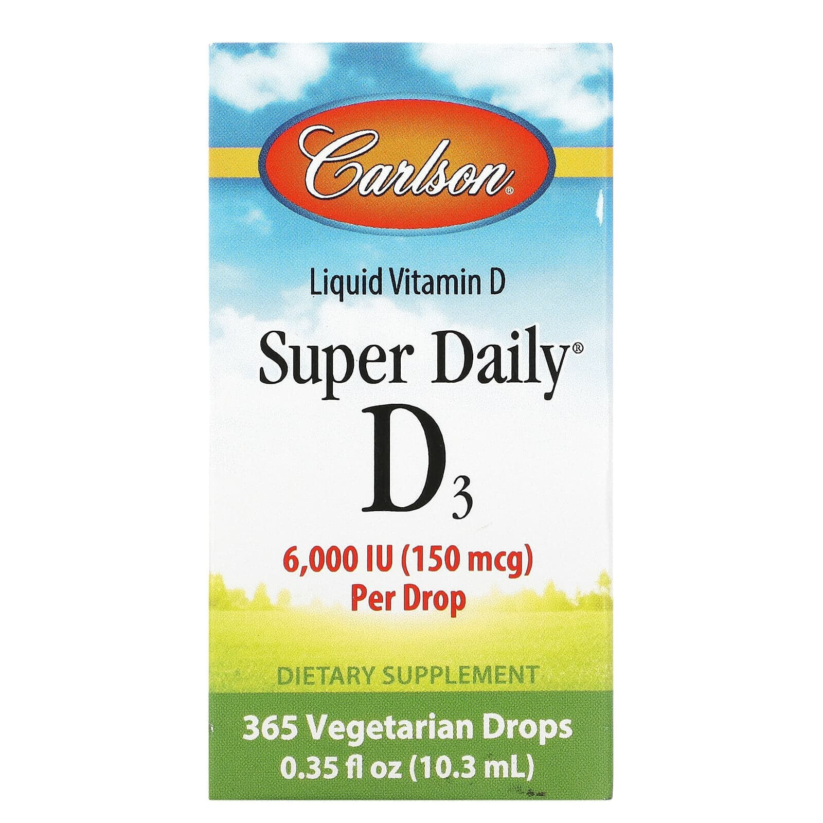 Carlson, Super Daily D3, 1000 МЕ, 10,3 мл (0,35 жидк. унции)