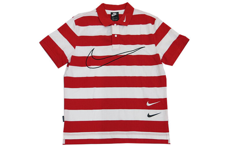 Nike Sportswear Swoosh 条纹短袖Polo衫 男款 红白色 / Поло Nike Sportswear Swoosh polo CJ4910-657