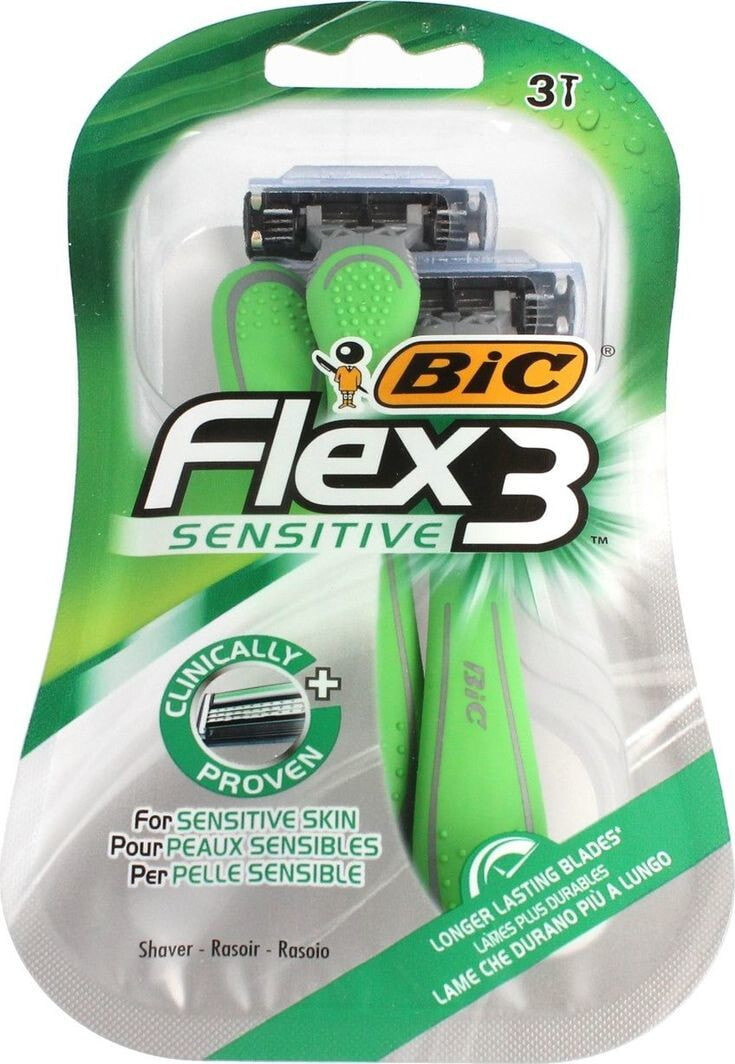 Bic Flex 3 Sensitive Безопасные мужские бритвы с тремя подвижными лезвиями 3 шт