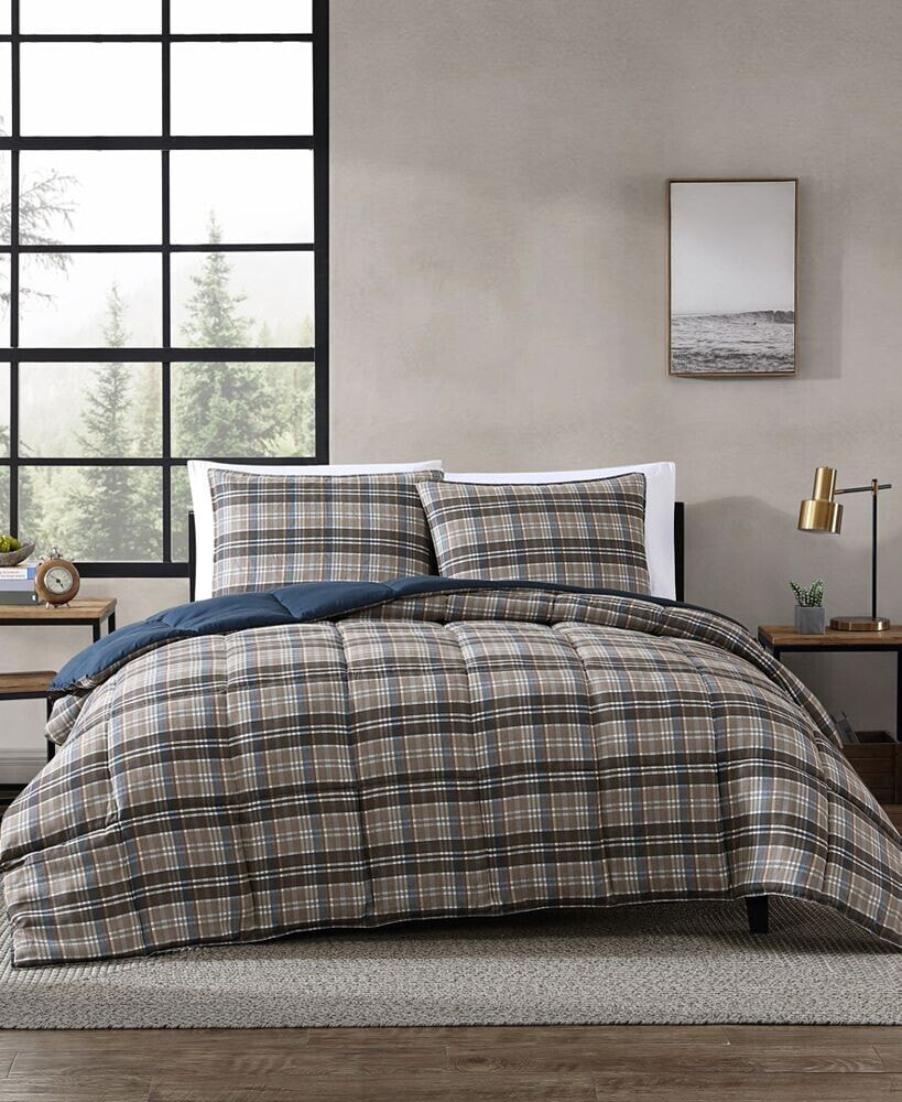 Eddie Bauer rugged Plaid Micro Suede Reversible 2 Piece Duvet Cover Set, Twin
