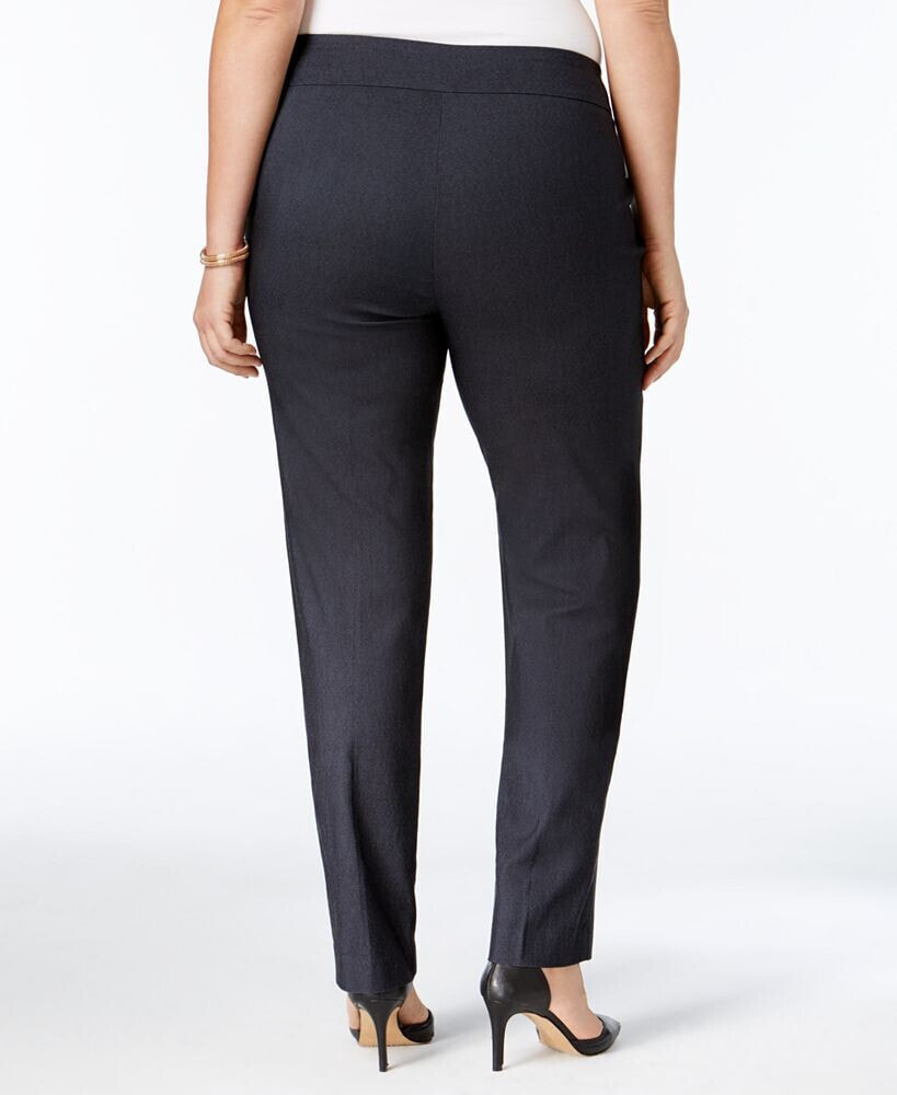 JM Collection Plus Size Tummy Control Pull-On Slim-Leg Pants