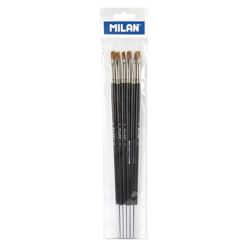 MILAN ´Premium Synthetic´ Cat´S Tongue Paintbrush With LonGr Handle Series 642 No. 6
