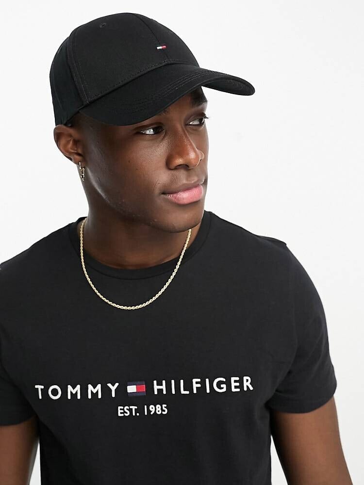 Tommy Hilfiger – Klassische Baseball-Kappe mit Flagge in Schwarz