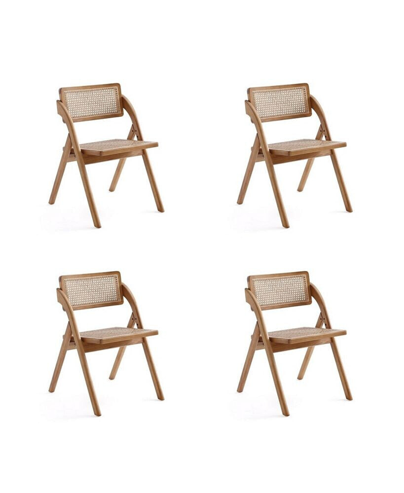 Manhattan Comfort lambinet 4-Piece Ash Wood and Natural Cane Folding Dining Chair