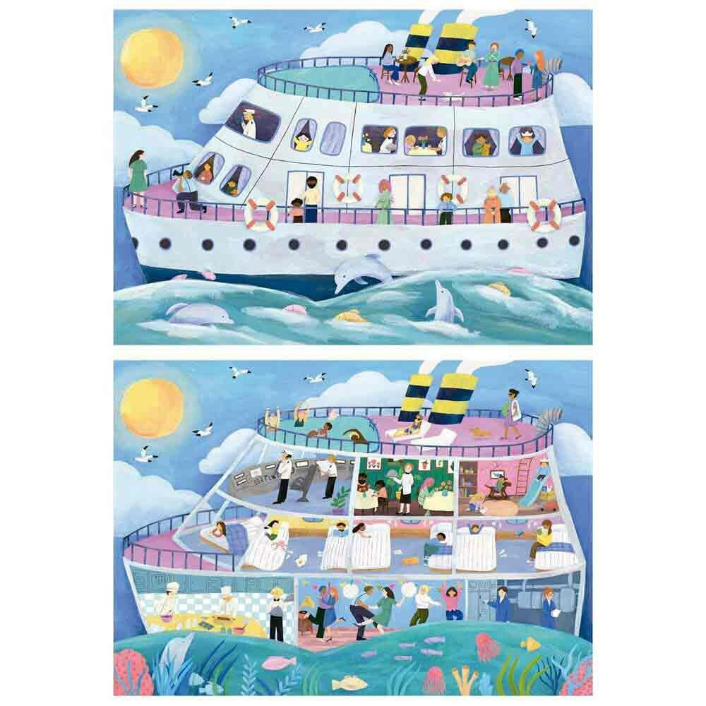 EDUCA 2x100 Pieces Boat Outside/Inside Puzzle