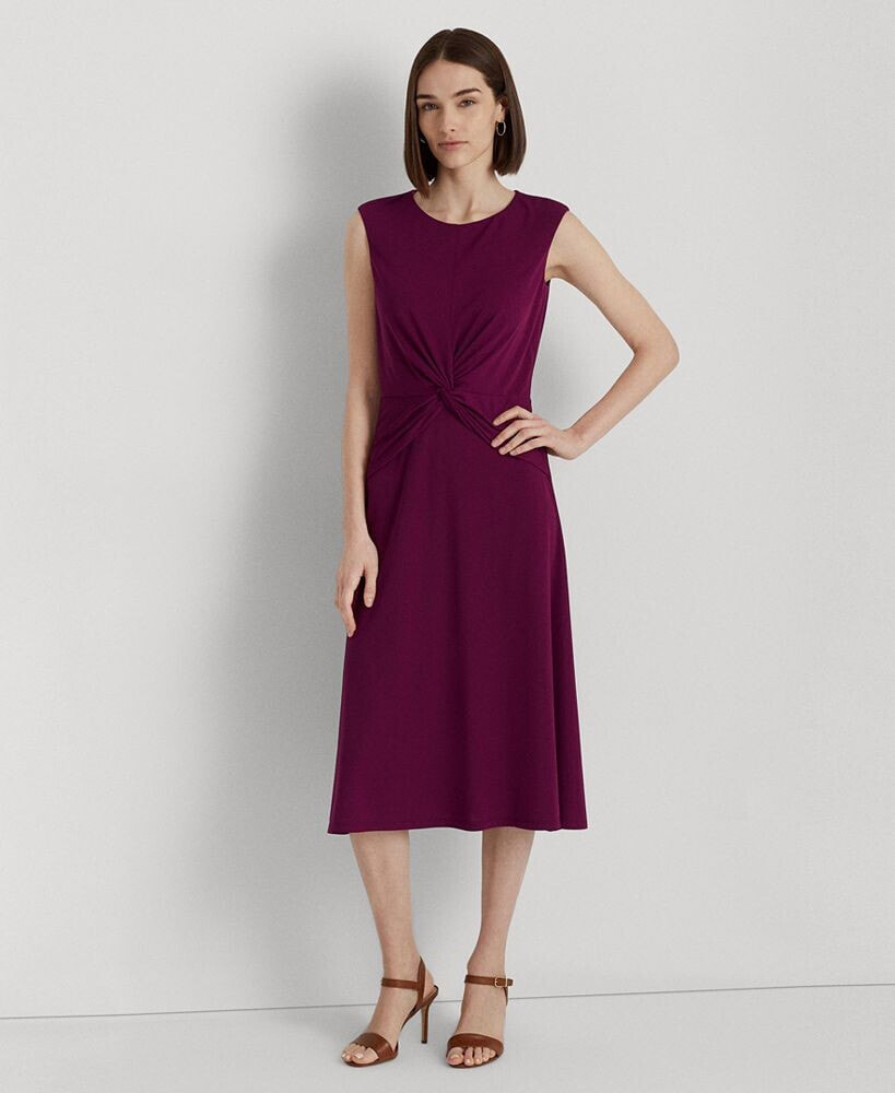 Lauren Ralph Lauren women's Twist-Front Cap-Sleeve Stretch Jersey Dress