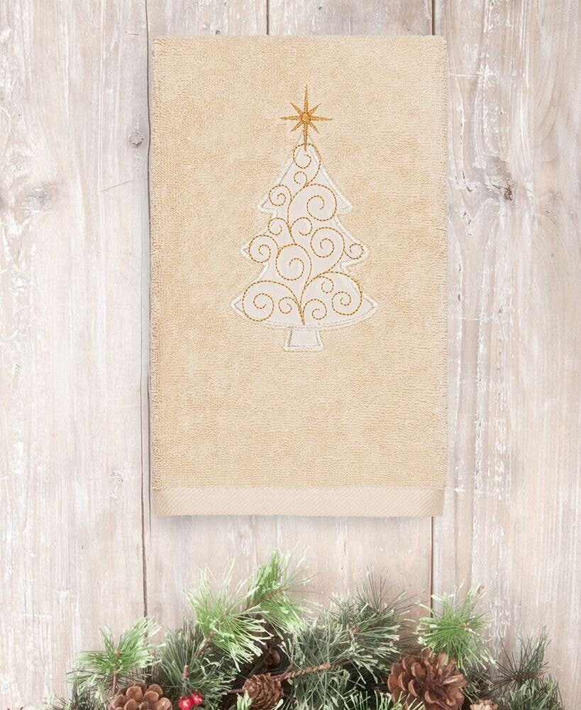 Linum Home christmas Tree Scroll 100% Turkish Cotton Hand Towel