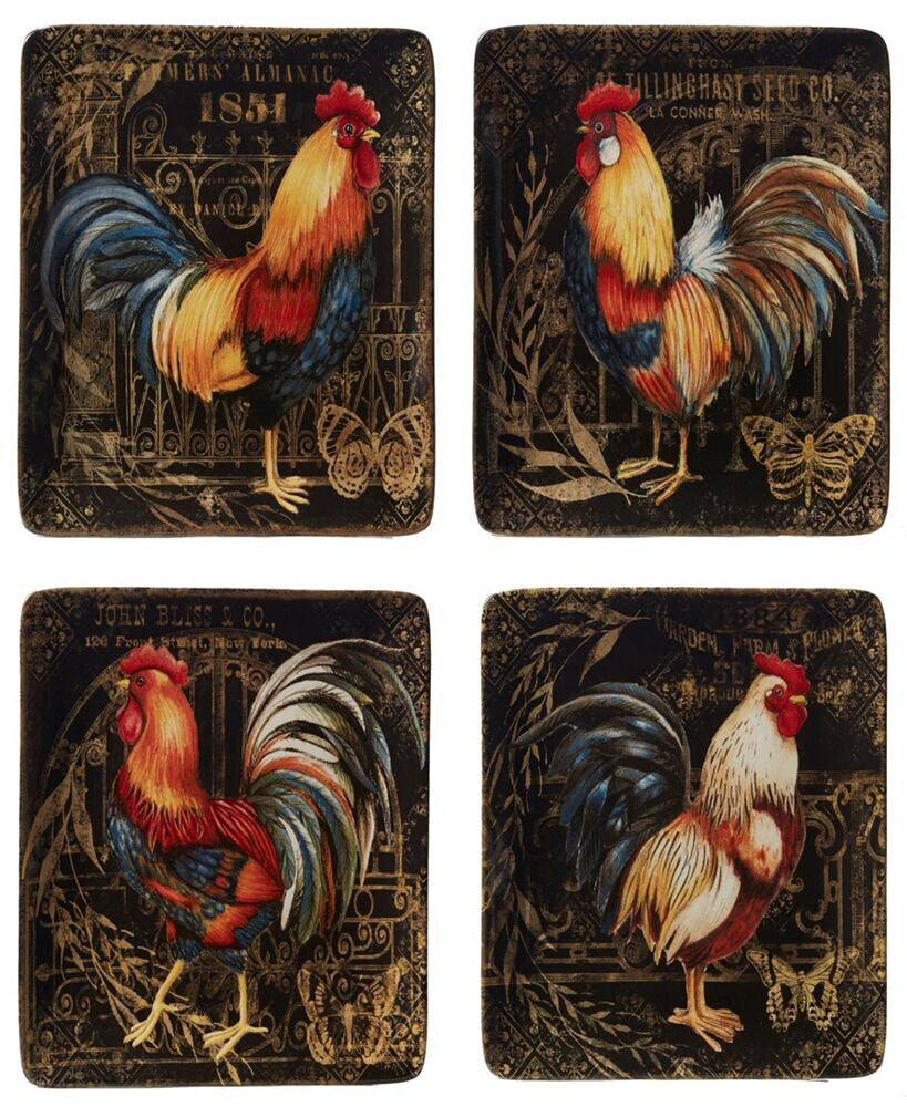 Certified International gilded Rooster 4-Pc. Dinner Plate