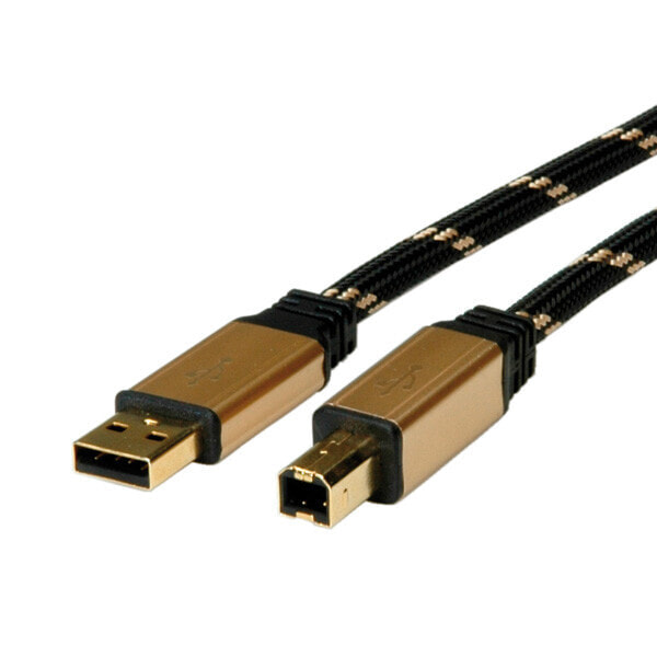 ROLINE 11.02.8802 USB кабель 1,8 m 2.0 USB A USB B Черный, Золото