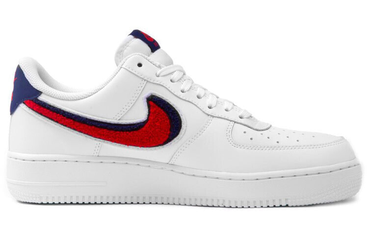 Air force 1 white with red and blue swoosh best sale