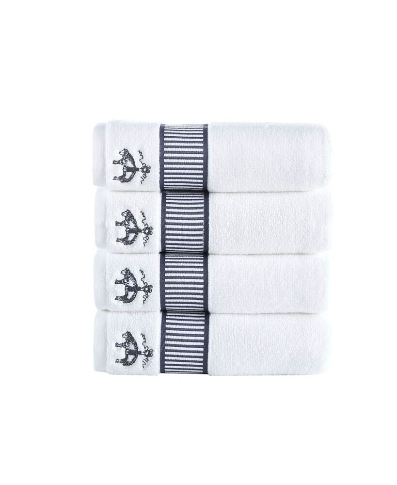 Brooks Brothers fancy Border 4 Piece Turkish Cotton Hand Towel Set