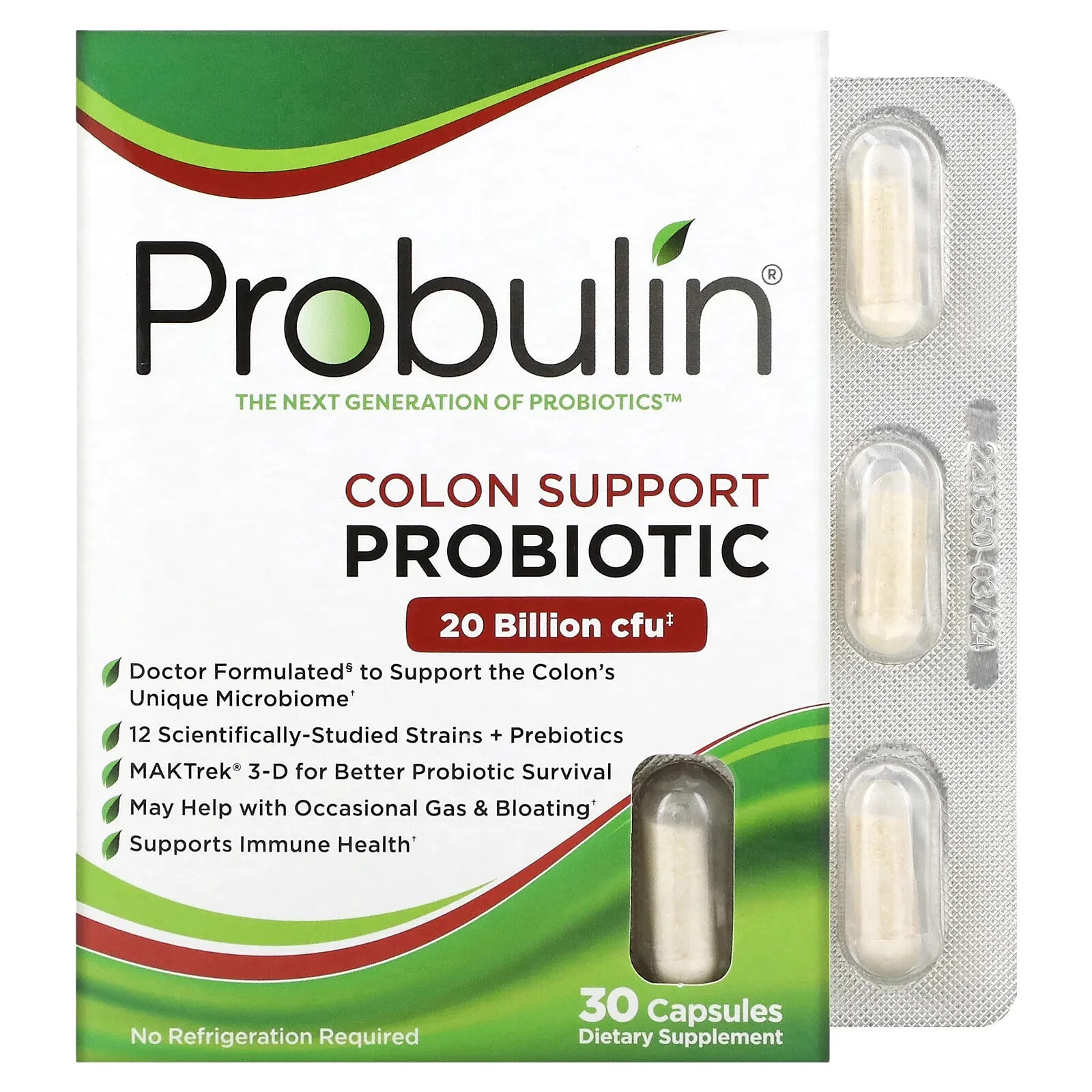 Probulin, Пробиотик для поддержки кишечника, 20 млрд КОЕ, 60 капсул