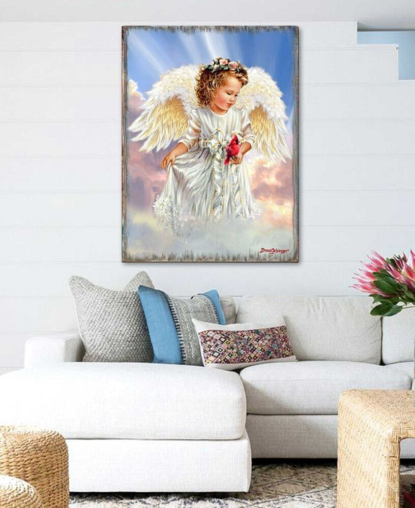 Designocracy angel with Cardinal Holiday Wall Art