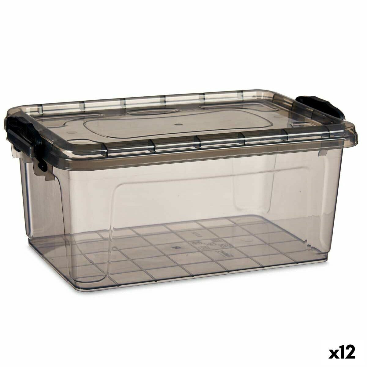 Storage Box with Lid Anthracite Plastic 8,5 L 24 x 16 x 37 cm (12 Units)
