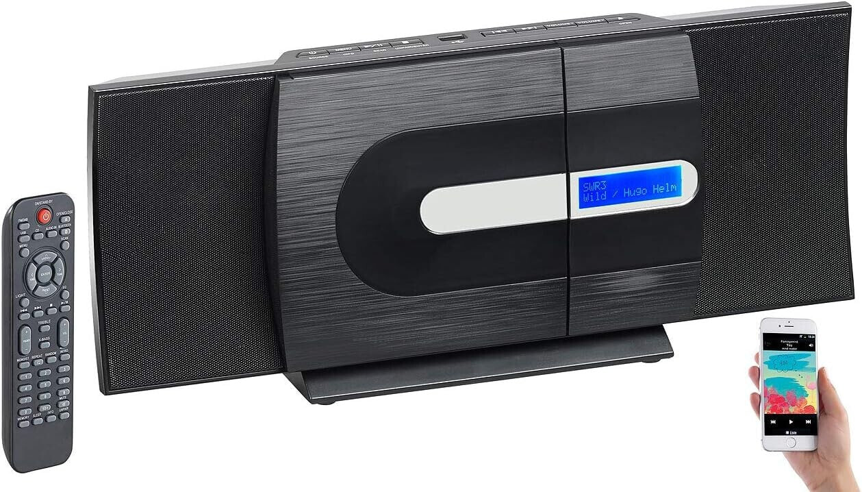 auvisio Vertical Compact System: Vertical Design Stereo System, FM/DAB+, Bluetooth, CD, MP3, AUX, 40 W (Compact System DAB+ Vertical Design, Wall Radio, Monitors)