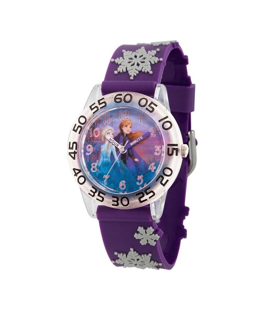 ewatchfactory disney Frozen 2 Elsa and Anna Girls' Clear Plastic Time Teacher Watch 32mm