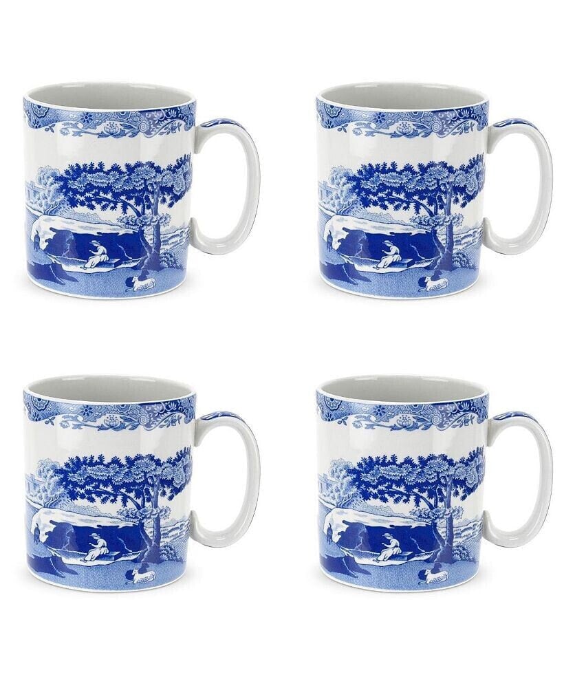 Blue Italian Mugs, Set of 4