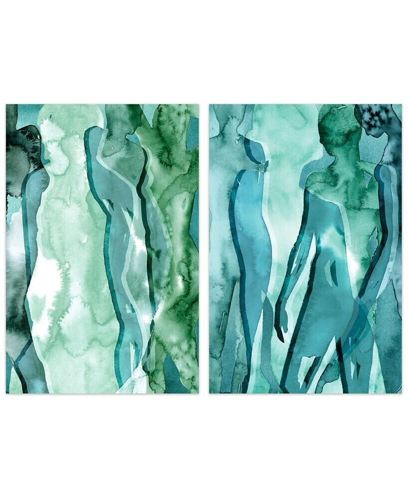 Empire Art Direct water Women I II Frameless Free Floating Tempered Art Glass Wall Art, 48