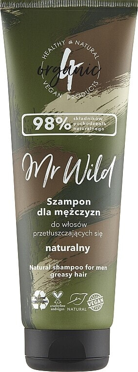 Natürliches Männershampoo für fettiges Haar - 4Organic Mr Wild Shampoo For Men For Greasy Hair