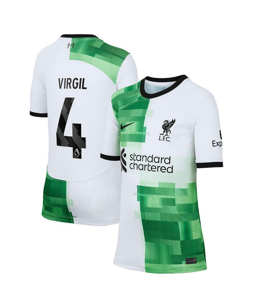 Nike big Boys Virgil van Dijk White Liverpool 2023/24 Away Replica Player Jersey
