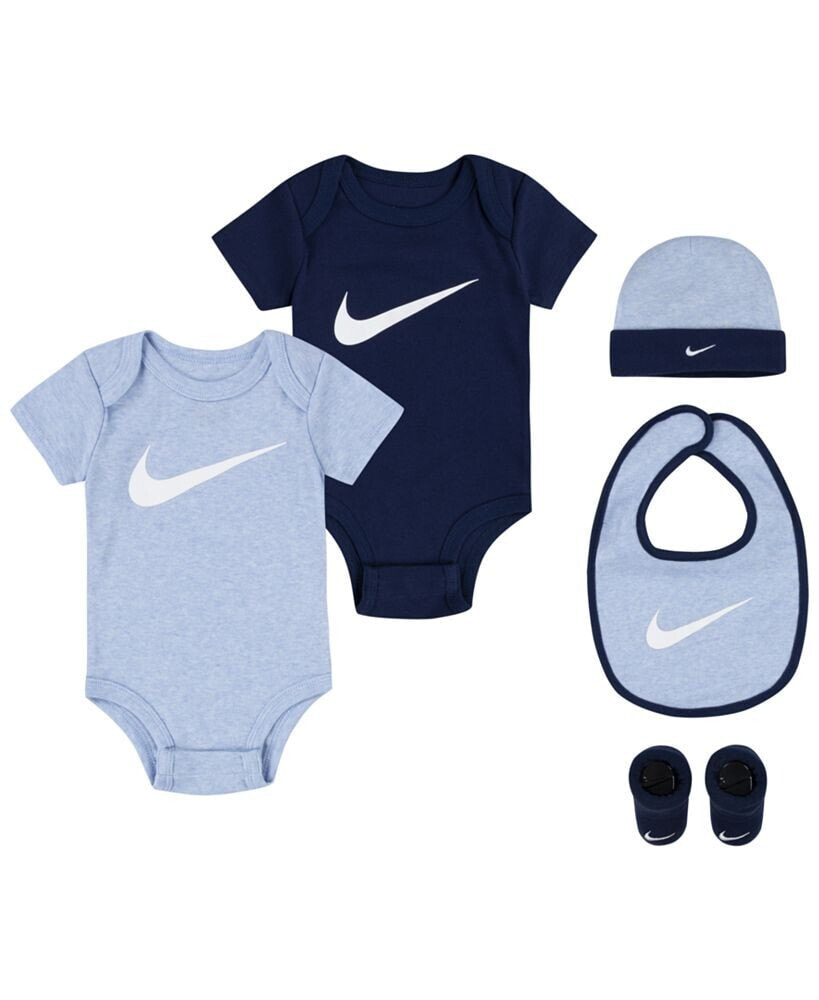 Nike baby Boys or Girls Neutral Swoosh Bodysuit Set, 5-Piece