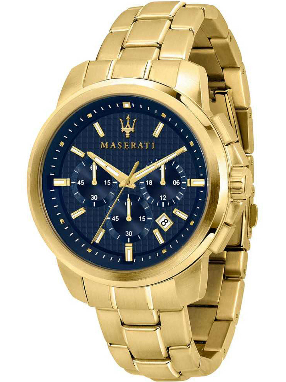 Мужские наручные часы с золотистым браслетом Maserati R8873621021 Successo chrono 44mm 5ATM