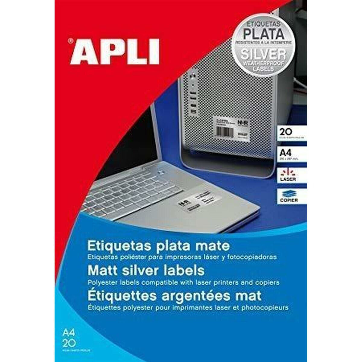 Adhesive labels Apli Metallic Silver 45,7 x 21,2 mm