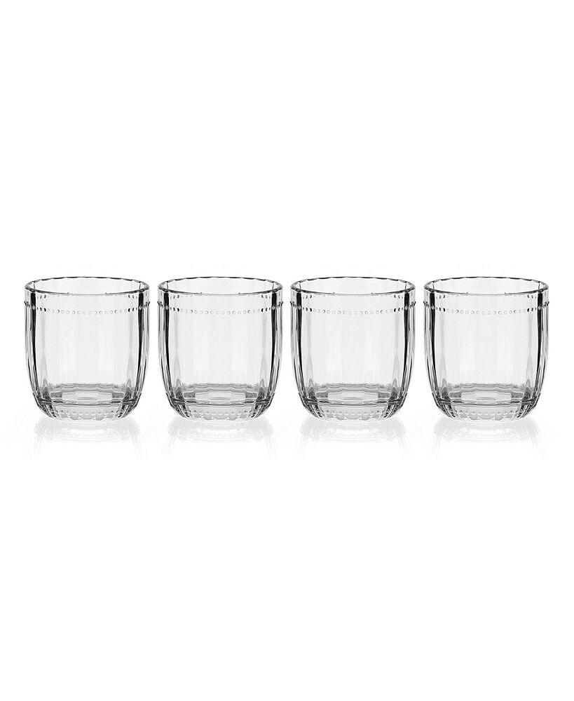 Fitz and Floyd beaded 10-oz Double Old Fashioned Glasses 4-Piece Set