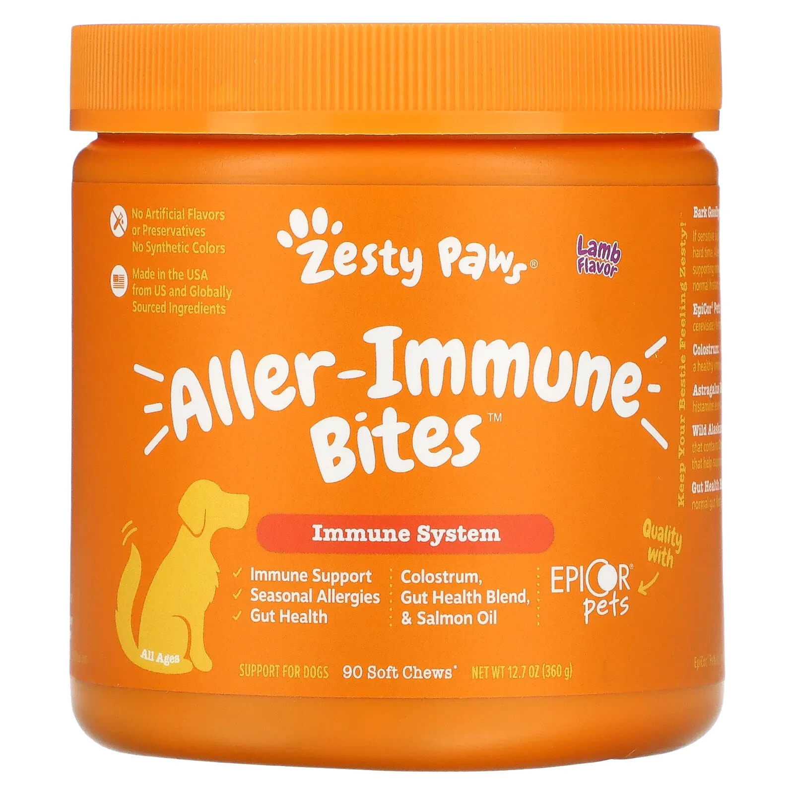 Aller-Immune Bites for Dogs, All Ages, Lamb, 90 Soft Chews, 11.1 oz (315 g)