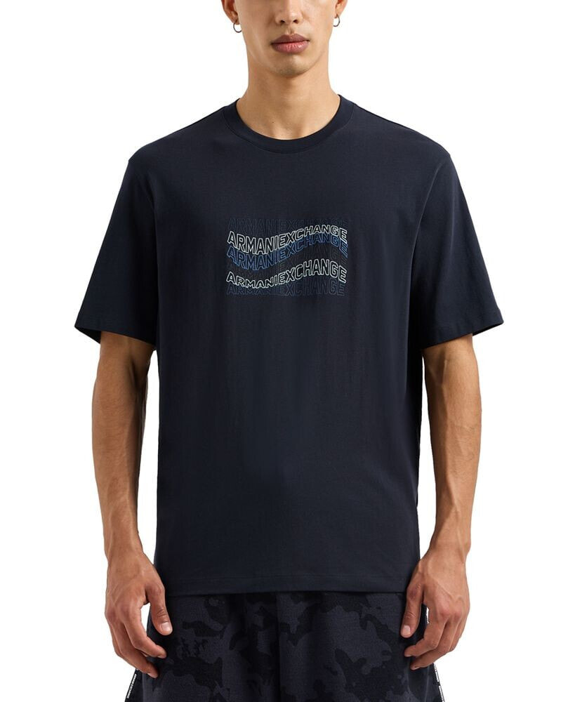 A|X Armani Exchange men's Cotton Wave Logo Print T Shirt