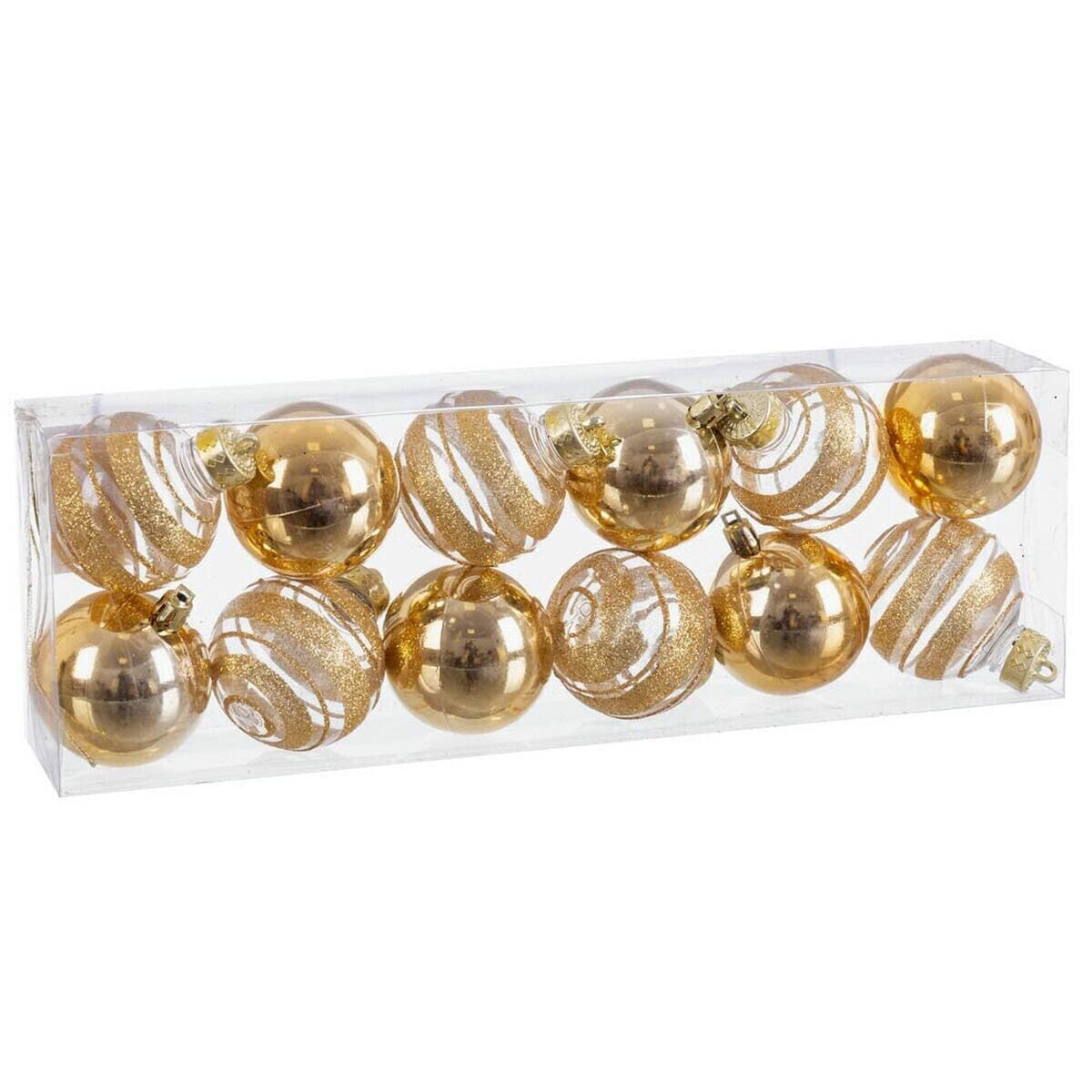 Christmas Baubles Golden Plastic 6 x 6 x 6 cm (12 Units)