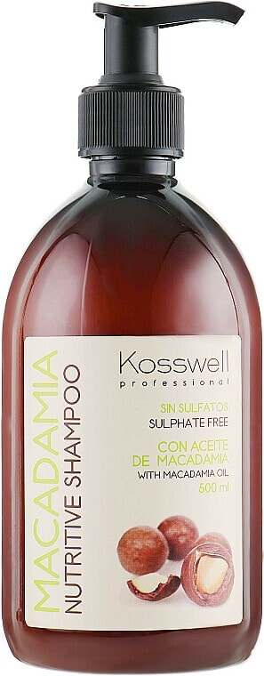 Pflegendes Shampoo ohne Sulfate mit Macadamiaöl - Kosswell Professional Macadamia Nutritive Shampoo Sulfate Free