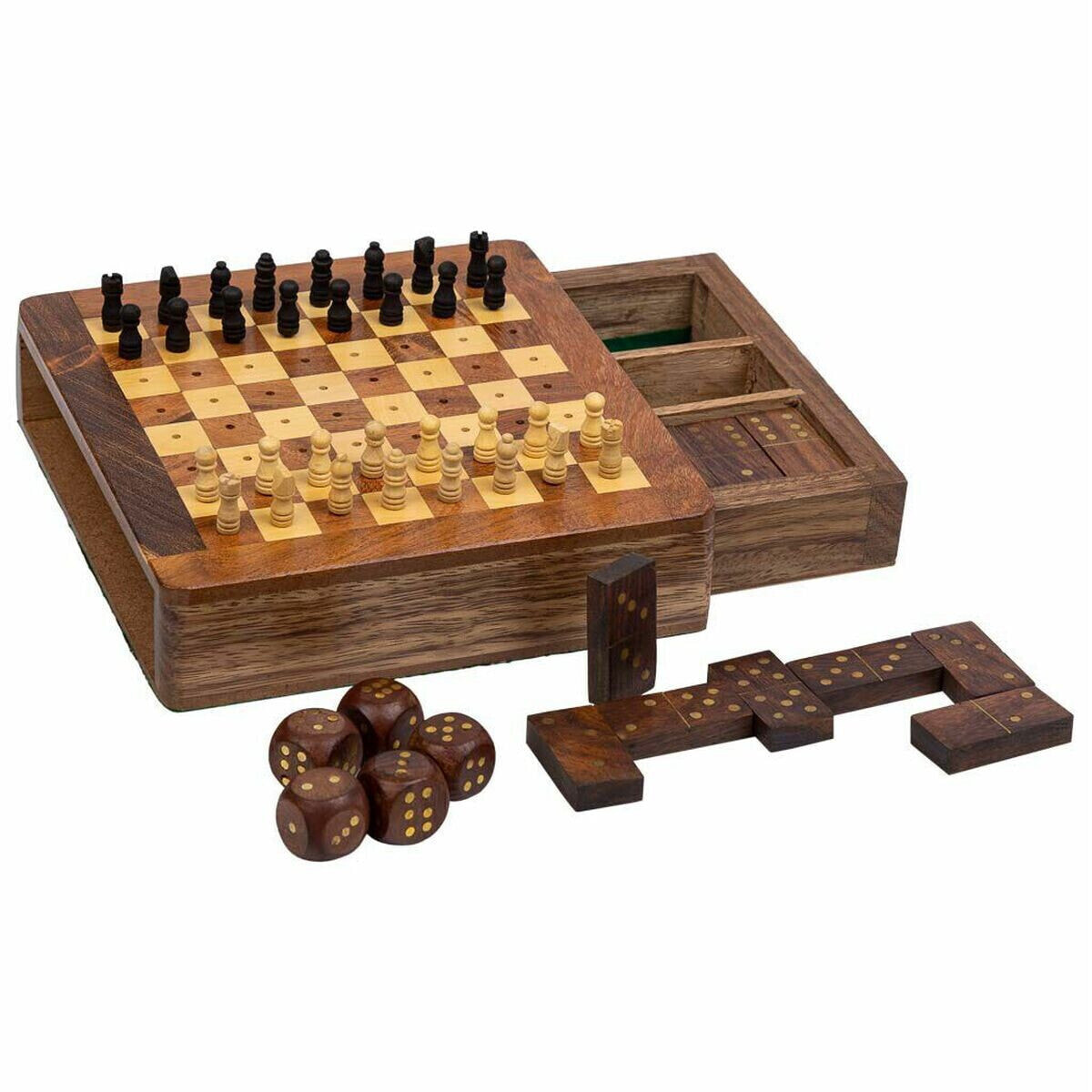 Set of traditional games Alexandra House Living Brown 16 x 3 x 15 cm 3-in-1