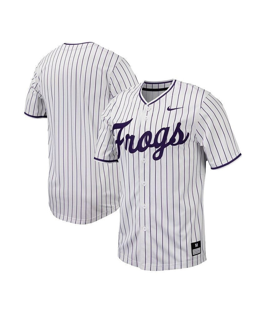 Nike men's White TCU Horned Frogs Pinstripe Replica Baseball Jersey