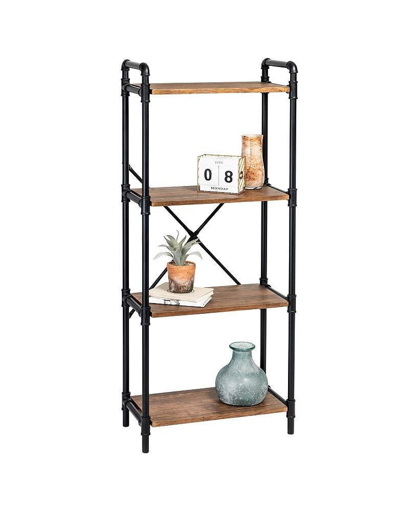 Honey Can Do 4-Tier Industrial Black Bookshelf