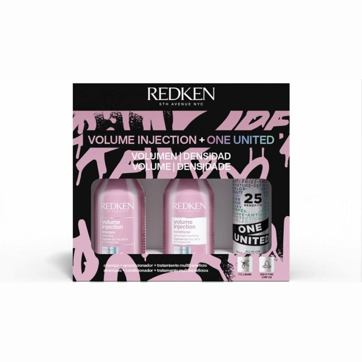 Unisex Hair Dressing Set Redken Volume Injection + One United 3 Pieces